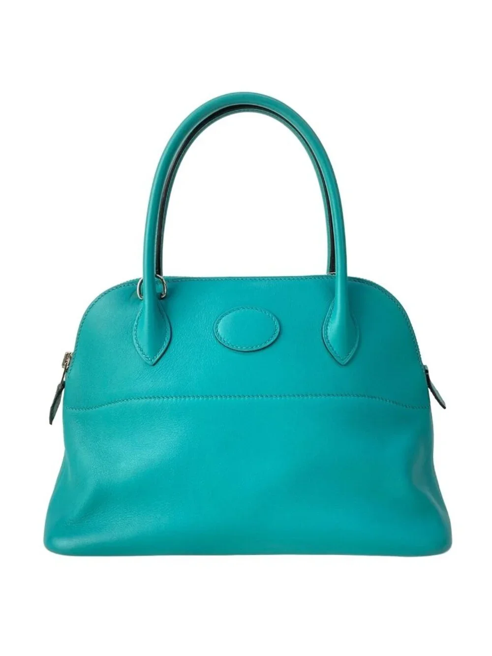 Hermes Handbag Bolide 27 Blue Paon Silver